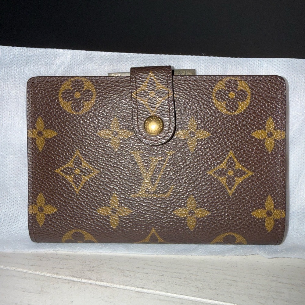 Louis Vuitton Brown Monogram Canvas Wallet with Gold Accents